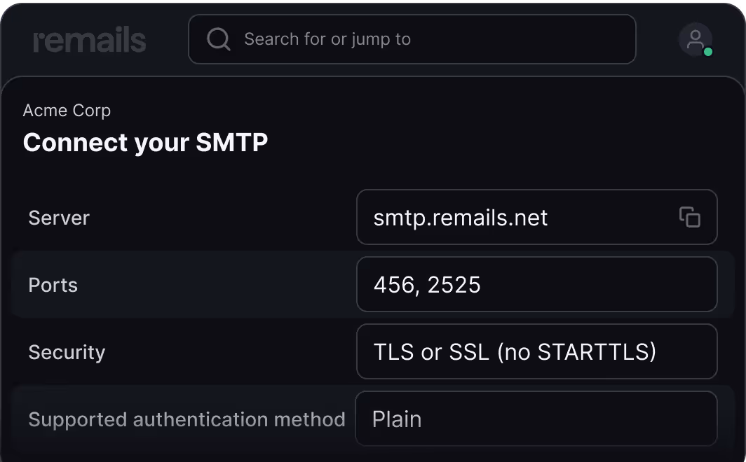 Remails - Configure your application